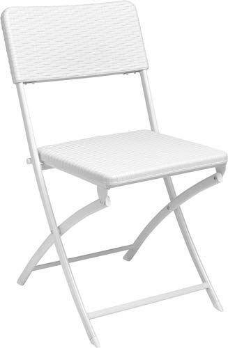 Papillon Sedia Pieghevole Quadrata Effetto Rattan, Colore Bianco, 54 x 44,5 x 80,5 (Altezza). cm, Plastica 0, Multicolore, XL