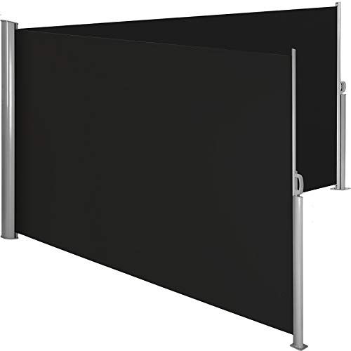 TecTake Doppia tende da sole paravento laterale frangivento estensibile Corpo e assistenza post interamente in alluminio diversi colori e misure (Nero   200x600cm   no. 402338)