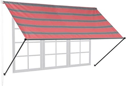 Relaxdays Tenda da Sole Bracci Estensibili, HxL: 120x250 cm, Parasole a Caduta, Avvolgibile, Protezione UV, Grigio Rosso, 70% Poliestere 20% Acciaio 10% Alluminio