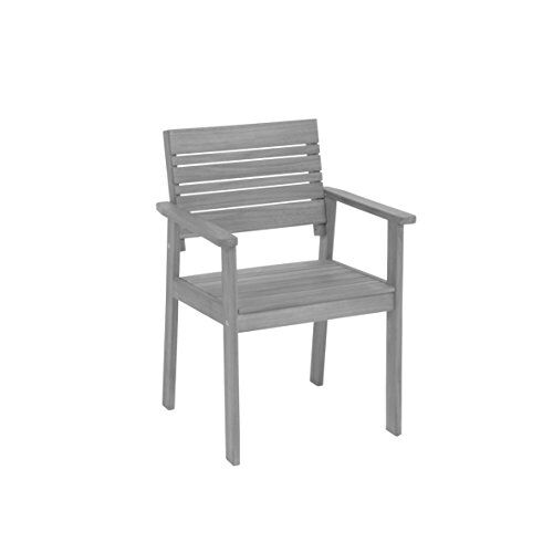greemotion Sedia da giardino modello “Maui”, sedia poltrona in legno di acacia, sedia legno giardino terrazzo, ca. 58 x 83 x 56 cm