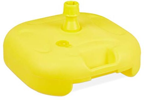 Relaxdays Base per Ombrellone, da Riempire con Acqua o Sabbia, per Aste D: 25-32mm, Supporto in Plastica,43x43 cm,Giallo