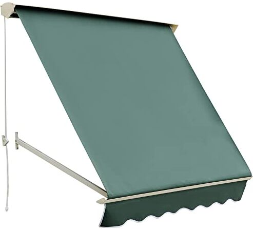 Outsunny Tenda da Sole Avvolgibile 180×70cm con Angolazione 0-120°, Tenda a Caduta da Esterno in Alluminio e Poliestere Anti UV, Verde