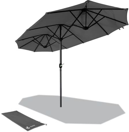 VOUNOT Ombrellone da Giardino, Ombrellone Rettangolare da Esterno, in Alluminio, 300 x 150 cm, Protezione Solare UV50+, Grigio