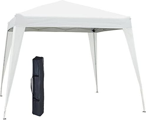 Outsunny Gazebo Popup 3 × 3m Impermeabile Pieghevole Tenda da Giardino Bianco