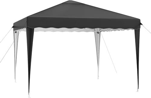 Wiltec Gazebo pieghevole impermeabile nero 3x3m con coprigambe, protezione UV 50+