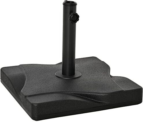 Outsunny Base per Ombrellone Quadrata in Plastica, Basamento da 20kg con Supporto per Pali da 32mm, 38mm, 48mm, Nero