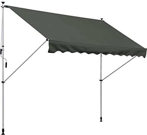 Outsunny Tenda da Sole 3x1.5 m a Bracci con Manovella, Struttura Telescopica in Metallo e Parasole in Poliestere