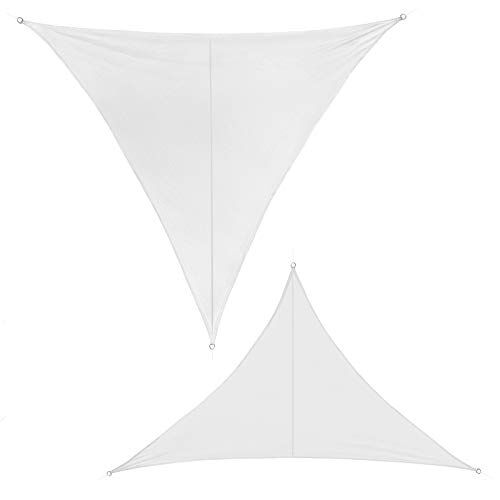 BB Sport Tenda Velo Sole Triangolare Vela Sole Ombreggiante 100% PES Protezione Solare UV 30+ Parasole Giardino Esterni, Dimensione:5m x 5m x 5m, Colore:Cocco