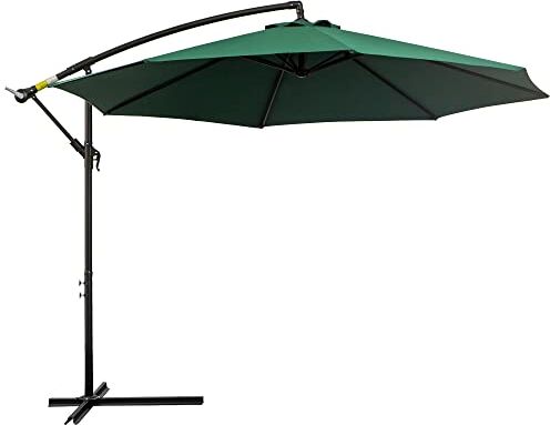 Outsunny Ombrellone da Esterni 3x2.5 m con Manovella, in Acciaio e Poliestere Anti-UV, Verde