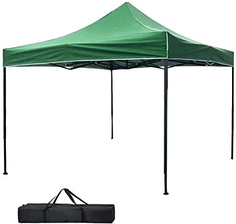 BAKAJI Gazebo 3 x 3 metri Pieghevole Tessuto Poliestere Impermeabile Struttura in Metallo Richiudibile a Fisarmonica Tendone Portatile Fiera Mercato Giardino Esterno + Sacca per Trasporto (Verde)