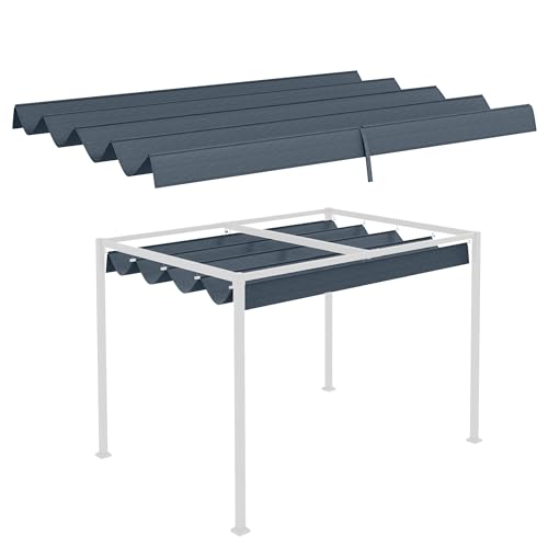 Outsunny Copertura Retrattile per Gazebo Pergola con 8 Fori di Drenaggio, Tetto per Gazebo in Poliestere UV30+, 286x245 cm, Grigio Scuro