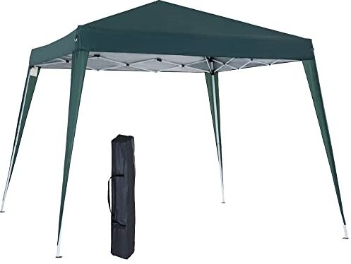 Outsunny Gazebo Pieghevole da Giardino 2.4x2.4m Struttura in Acciaio, Corde Antivento e Sacca di Trasporto, Verde