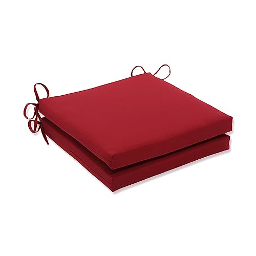 PERFECT PILLOW Pillow Perfect Indoor/Outdoor Red Solid Seat Cushion Squared, 2-Pack, Red, 20 in. L X 20 in. W X 3 in. D