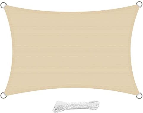 swift Tenda a Vela Rettangolare 3x4 m Permeabile Protezione Anti Raggi UV Vela Ombreggiante 4x3 m, Telo Tenda da Sole a Vela per Esterno, Giardino & Gazebo, Beige