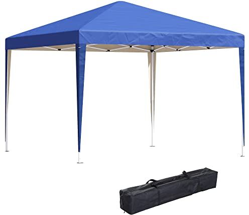 Outsunny Gazebo 3x3 m in Acciaio e Tessuto Oxford, Gazebo da Esterno con Picchetti, Funi e Borsa da Trasporto, Verde