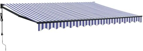 vidaXL Tenda Sole Automatica Retrattile Blu e Bianca 4x3 m