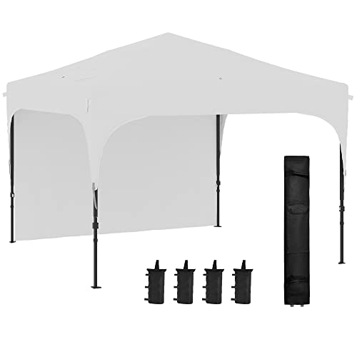 Outsunny Gazebo da Giardino 3x3 m ad Altezza Regolabile su 3 Livelli, Gazebo Pieghevole in Poliestere e Acciaio, Bianco