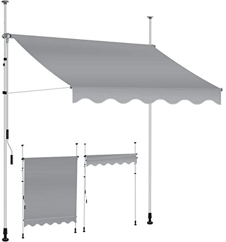 KESSER ® Tenda da Sole a Morsetto con manovella per Balcone, Tenda da Sole per Balcone, Regolabile in Altezza, Idrorepellente, Protezione Solare, Copertura per terrazze, Grigio, 350cm