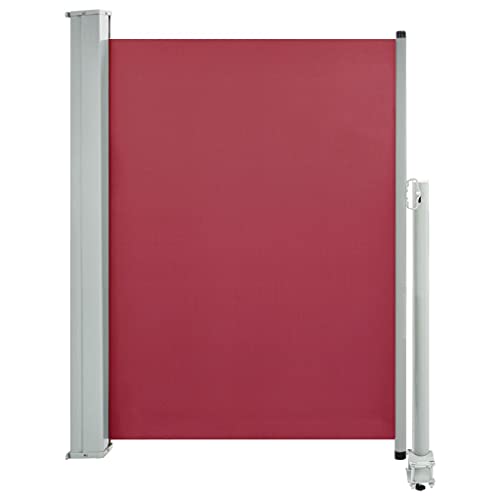 vidaXL Tenda Laterale Retrattile da Patio Chiusura Automatica Tendalino Privacy Parasole Frangivento Telaio in Ferro 100x300 cm in Tessuto Rossa