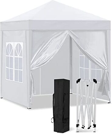 CLIPOP Gazebo da Giardino 2x2m, Gazebo Pieghevole con 4 Parti Laterali e borsa per il trasporto Gazebo da Giardino Tenda Padiglione,Protezione Solare