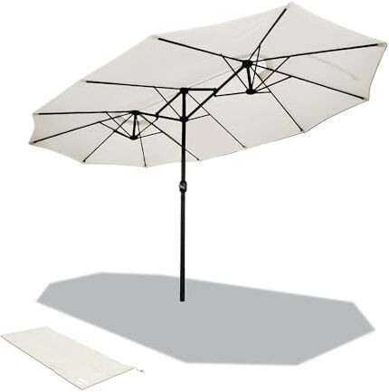 VOUNOT Ombrellone da Giardino, Ombrellone Rettangolare da Esterno, in Alluminio, 460 x 270 cm, Protezione Solare UV50+, Beige