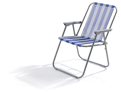 VERDELOOK Sedia Lanzarote Pieghevole da Spiaggia 52x44x75 cm, Bianco/Blu Giardino Esterni