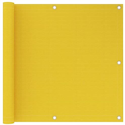 WELLIKEA Paravento da Balcone Giallo 90x600 cm in HDPE Giallo