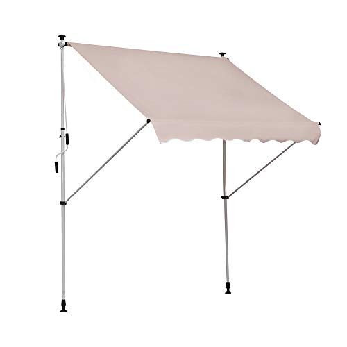 Outsunny Tenda da Sole 2x1.5 m per Esterno a Rullo con Manovella, Telaio Telescopico e Angolazione Regolabile, Beige