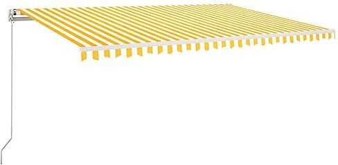 vidaXL Tenda da Sole Retrattile Manuale 500x300cm Giallo e Bianco