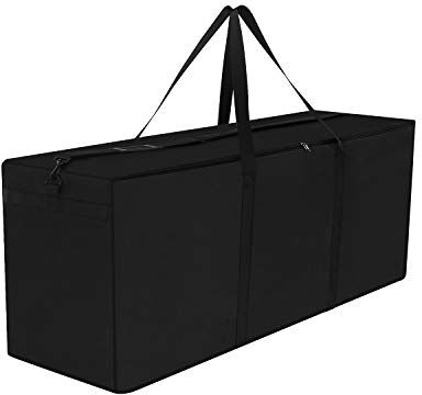 Dokon Borsa per Cuscini da Giardino, Custodia per Albero di Natale, Tessuto Oxford 600D Resistente, Impermeabile, Anti UV, Borsa Porta Cuscini da Esterno, Grande (125x40x55cm) Nero