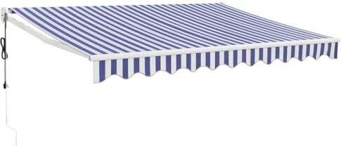 vidaXL Tenda Sole Automatica Retrattile Blu e Bianca 3,5x2,5 m