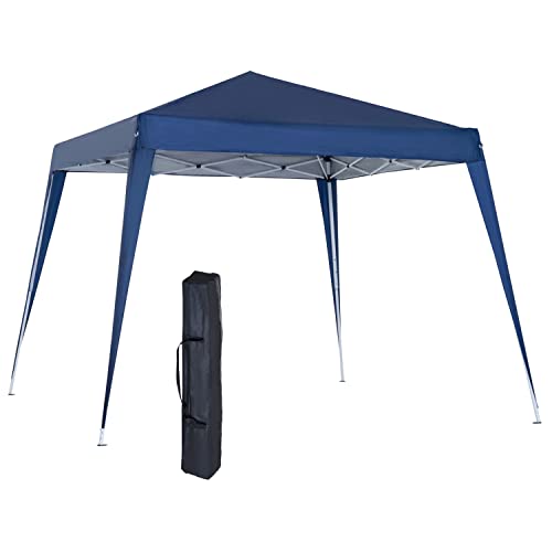 Outsunny Gazebo Pieghevole da Giardino 2.4x2.4m Struttura in Acciaio, Corde Antivento e Sacca di Trasporto, Blu