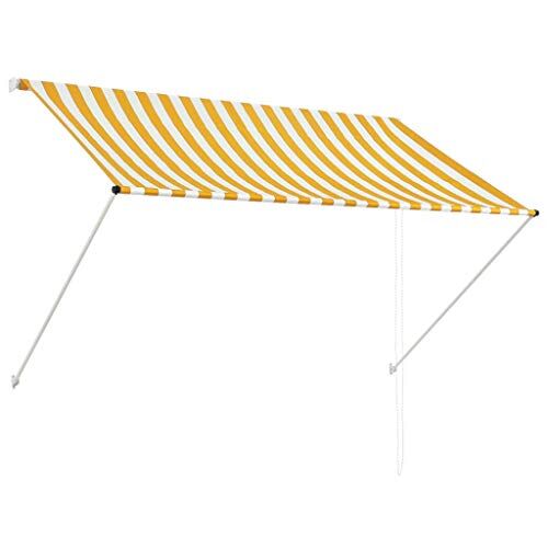 vidaXL Tenda da Sole Retrattile 200x150 cm Giallo Bianco Parasole Ombreggiante