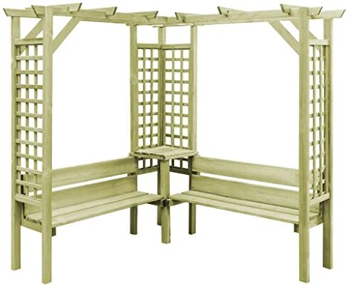 vidaXL Pergola Angolare con Panca Bersò Panchina Esterni Panca da Giardino Arredamento per Giardino Patio Cortile Legno Pino Impregnato