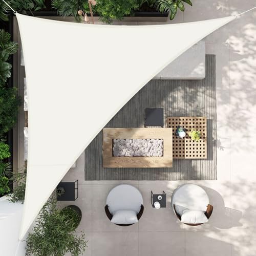 HENG FENG Tenda a Vela Impermeabile Triangolare 4x4x5.65m Vela Ombreggiante Parasole Protezione Raggi UV per Esterno Giardino terrazza Colore Beige