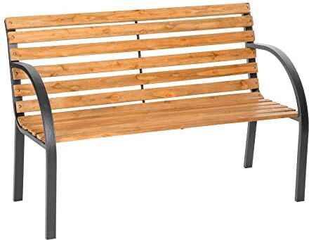 TecTake ® Panca da Giardino in Legno, Comoda e Versatile Panchina da Esterno 2 Posti, Panca con Schienale, Resistente alle Intemperie, 119,5 x 62 x 83 cm Marrone