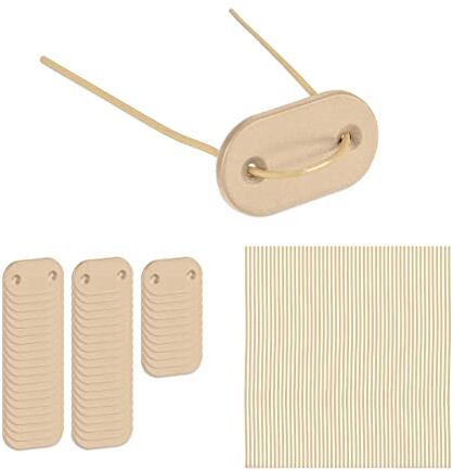 Relaxdays Kit per Il Fissaggio Telo Frangivista, Set Piastre di Montaggio e 52 Aste in Filo Metallico, Beige