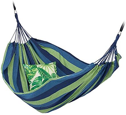 Relaxdays Amaca da Esterno, Amaca XXL Matrimoniale, Portatile, Indoor & Outdoor, in Cotone, LP 150x272cm, Blu-Verde