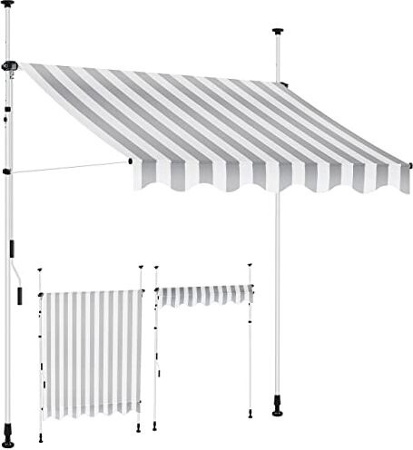 KESSER ® Tenda da Sole a Morsetto con manovella per Balcone, Tenda da Sole per Balcone, Regolabile in Altezza, Idrorepellente, Protezione Solare, Copertura per terrazze, Bianco Grigio, 400cm