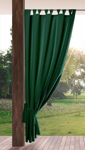 Eurofirany GARDEN Tenda de Esterni con Passanti 1 Pezzo. Tende impermeabili per Terazze, Tenda per Gazebo Pergolata Patio Balcone, Protezione Solare e Privacy, 155x240 cm, Verde Scuro