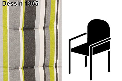Best Basic-Line Cuscino per sedia con schienale basso, motivo a righe, in cotone, 80 x 43 x 5 cm, monoblocco 1865 – grigio e verde a righe sono i diritti del marchio.