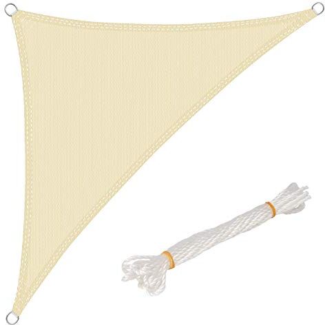 WOLTU Vela ombreggiante 2.5x2.5x3.5m in HDPE 180 g/m² Traspirante Tenda a Vela Parasole Triangolare Protezione Solare Respirante Anti UV Giardino Esterni Beige