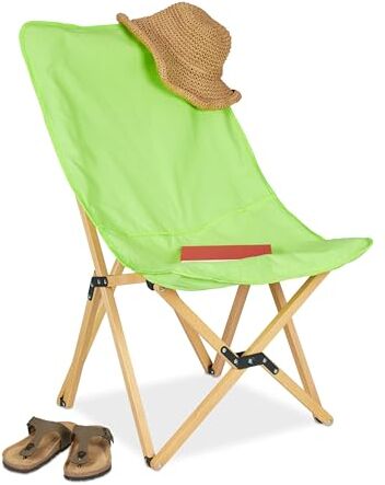 Relaxdays Sedia da Campeggio, Poltrona Butterfly Pieghevole, HLP: 93 x 52 x 72 cm, Interni e Esterni, Portatile, Verde, 1 pz