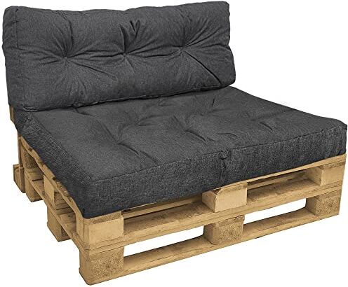 VOUNOT Set Cuscini per Pallet, Cuscino Bancale Impermeabile per Internio ed Esterno, Seduta 120x80, Schienale 120x40, Grigio & Poltrona Sospesa da Giardino 2 Cuscini, Sedia Amaca Altalena Macrame