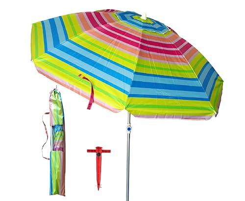 Pincho Ombrellone da spiaggia antivento, 200 cm, tetto di ventilazione, protezione UV 50, materiali di qualità, tubo in alluminio, aste in fibra di vetro, inclusa borsa per il trasporto