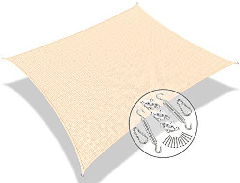 VOUNOT Tenda da Sole per Esterno, 2.5x3 m Vela Ombreggiante Rettangolare con Kit di Fissaggio, Tenda a Vela, Traspirante HDPE Protezione UV, per Giardino, Balcone, Terrazza, Avorio