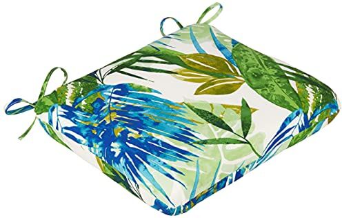 Pillow Perfect Outdoor/Indoor Soleil arrotondati, Cuscino per Sedia (Set di 2), Blu/Verde