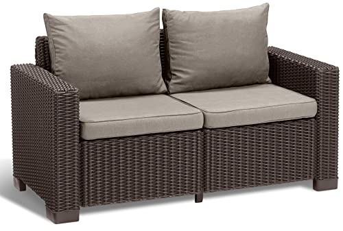 Keter California 2er Gartensofa Love Seats, Marrone, 141 x 68 x 72 cm