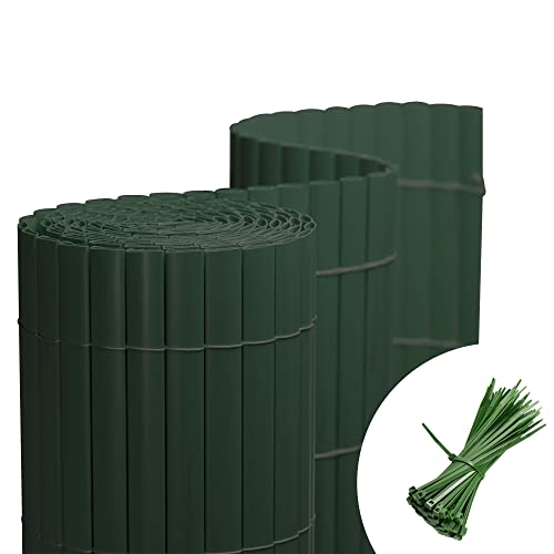 jarolift Canniccio in PVC Standard Paravista Giardino, 140 x 800 cm (2 x 4 m di Lunghezza), Verde incl. 100 Fascette Fermacavi Verde