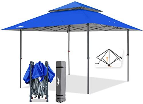 Eagle Gazebo da giardino, 4 x 4 m, con sfiato a doppio tetto, impermeabile, per padiglione, tenda di recensione (blu)